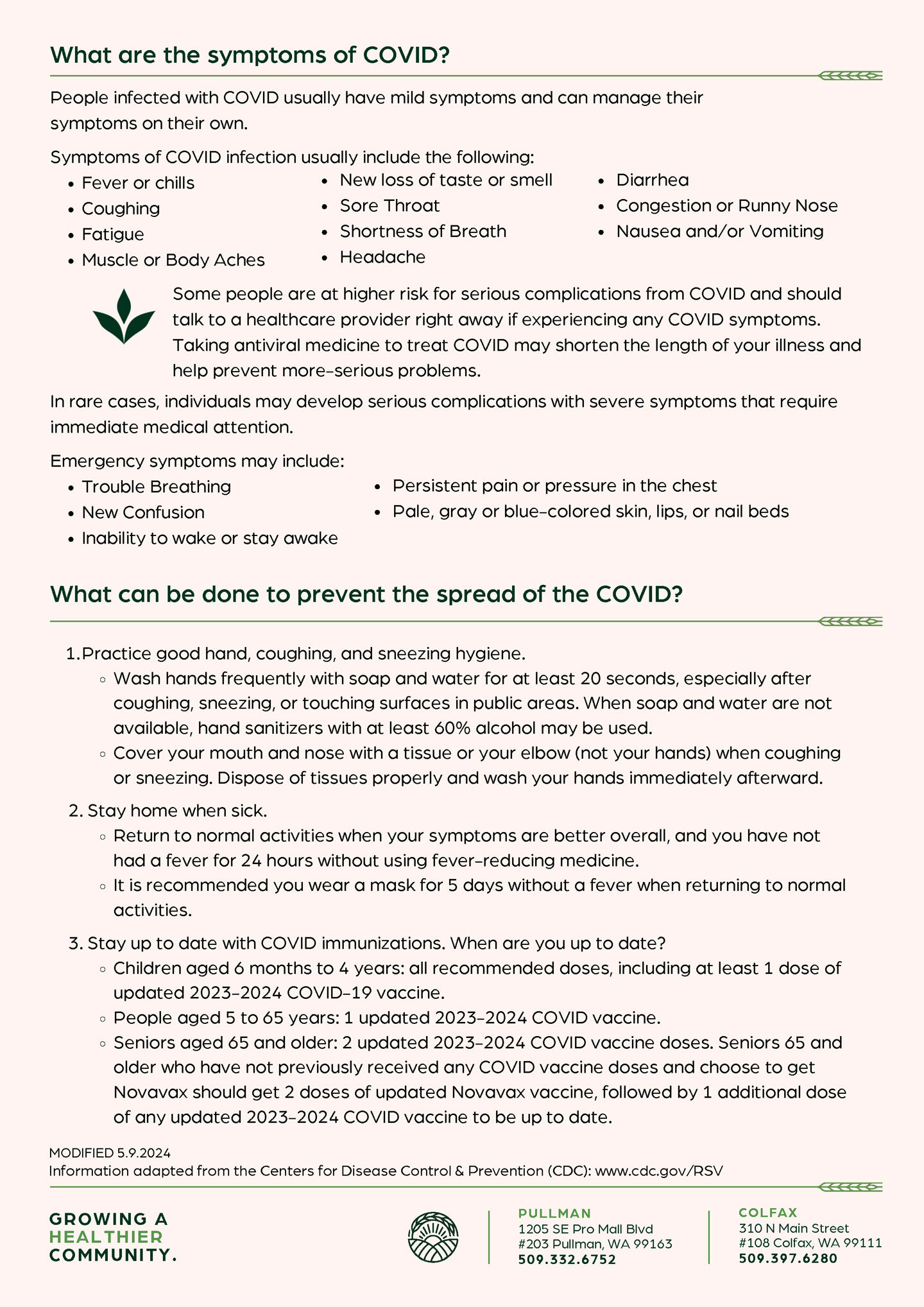 COVID Fact Sheet A4 Page 2